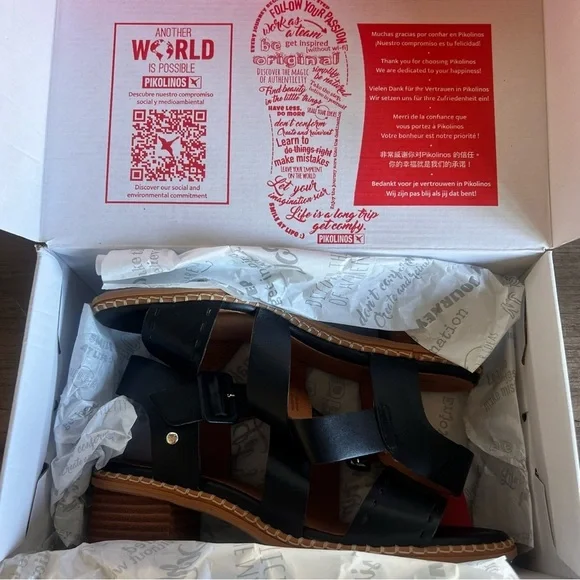 Pikolinos Blane Women's Leather Heeled Sandal Size 40 aka 9 #B1457